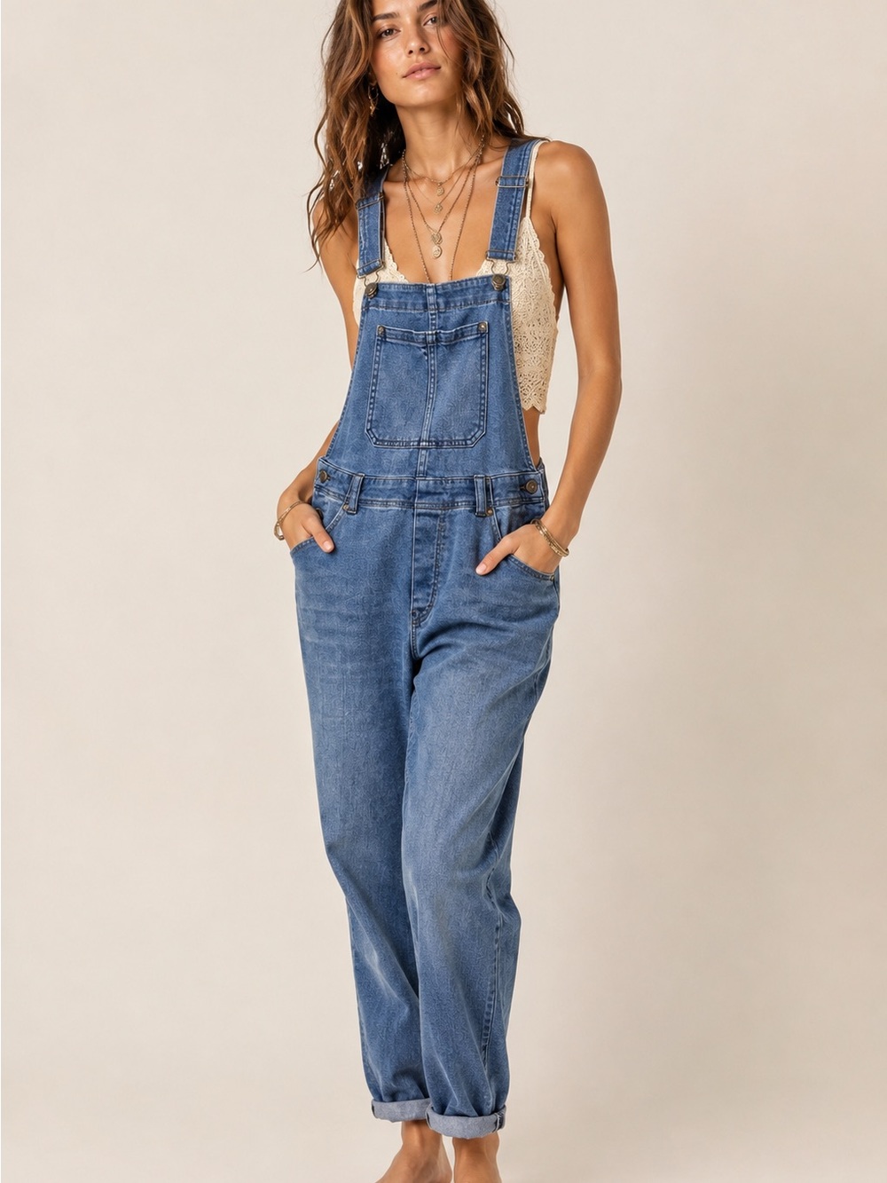 We The Free Classic Blue Denim Overalls for Women